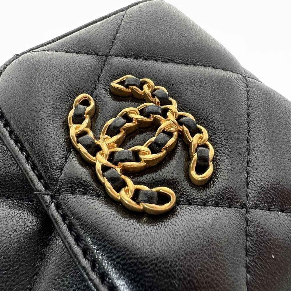 Chanel 19 Chain Clutch Lambskin Coco Black Gold Hardware Silver Hardware Handbag - Picture 8 of 11